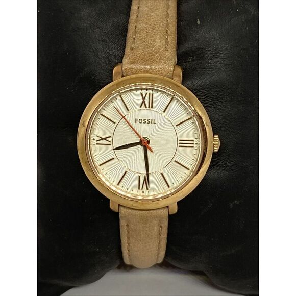Fossil Jacqueline ES3802 Women's Beige Leather Analog Dial Quartz Watch JK870 - Picture 2 of 12
